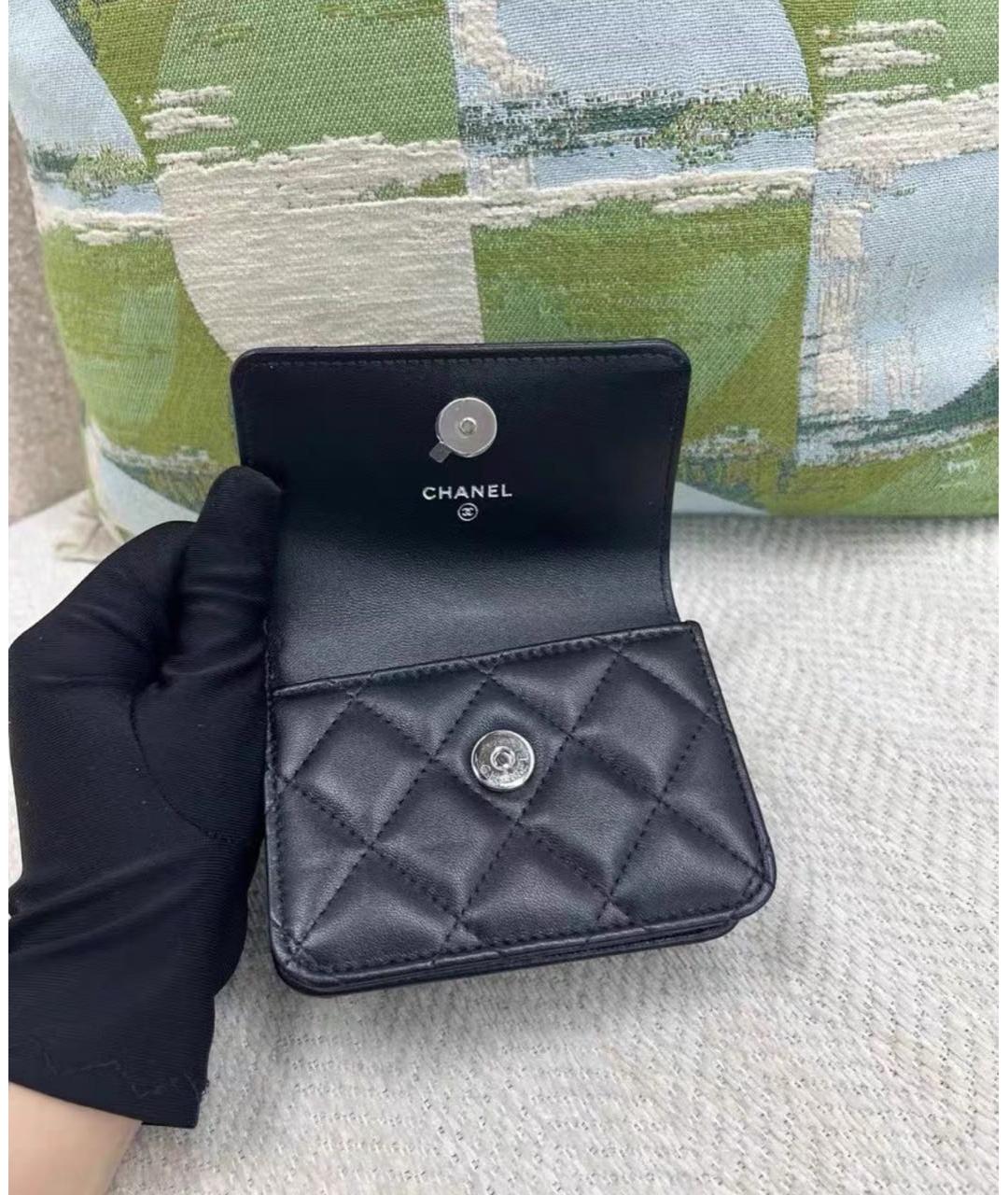 CHANEL Черный кожаный кошелек, фото 5