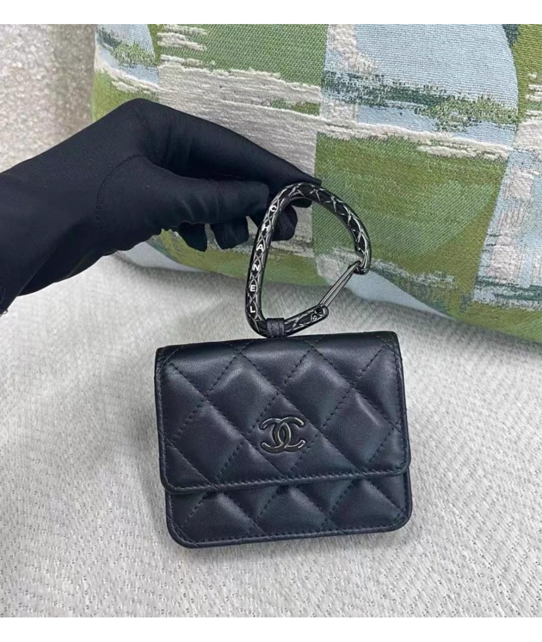 CHANEL Черный кожаный кошелек, фото 7