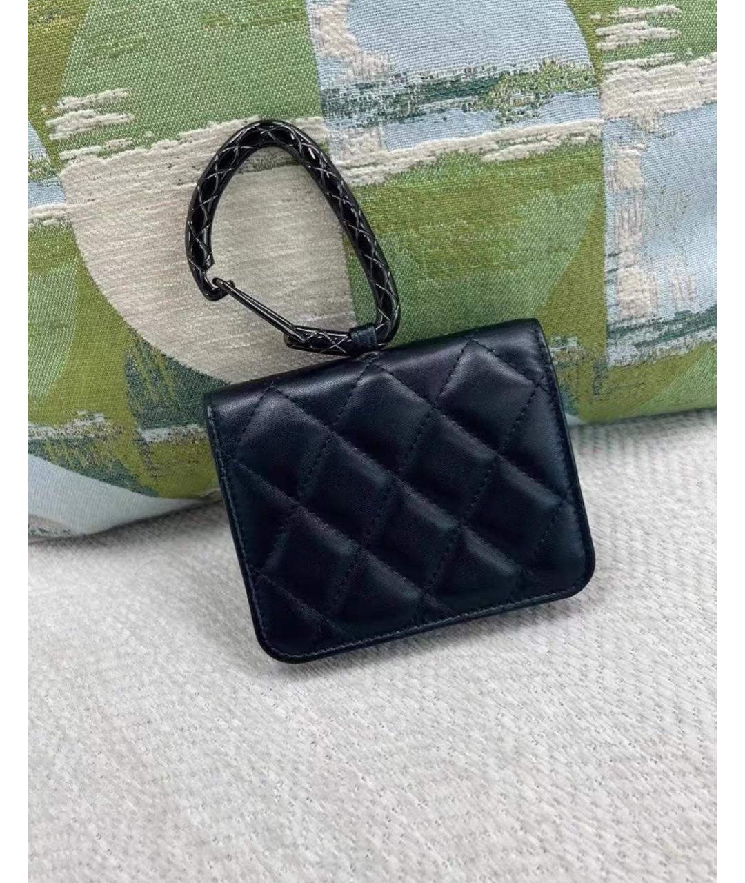 CHANEL Черный кожаный кошелек, фото 3