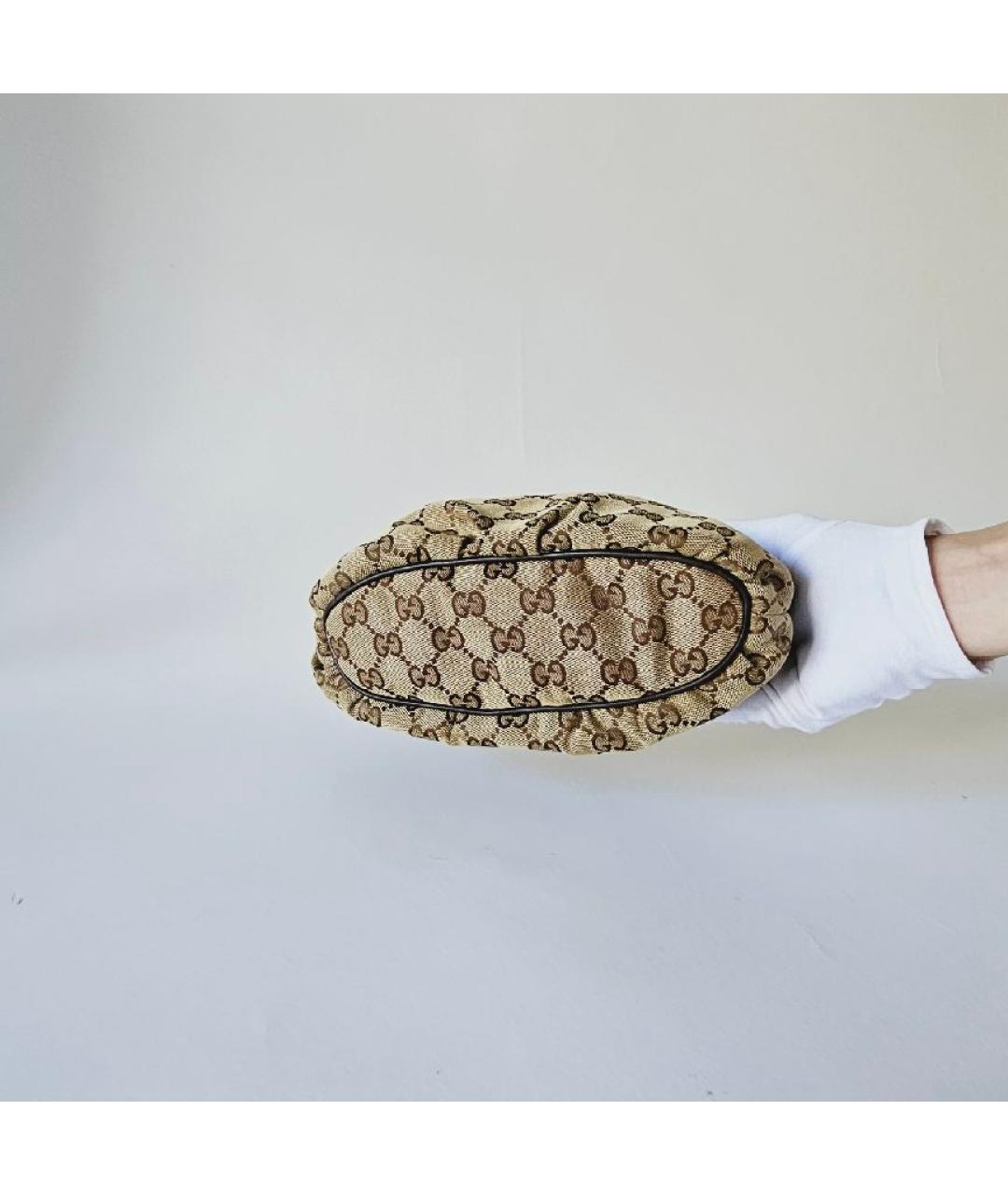 GUCCI Коричневая тканевая сумка с короткими ручками, фото 3