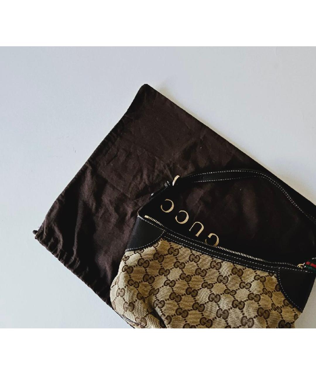 GUCCI Коричневая тканевая сумка с короткими ручками, фото 6