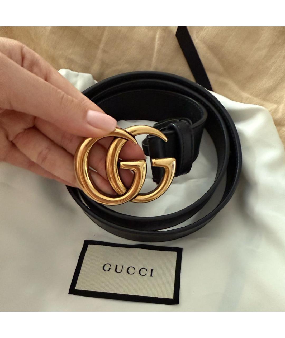 GUCCI Черный кожаный ремень, фото 2