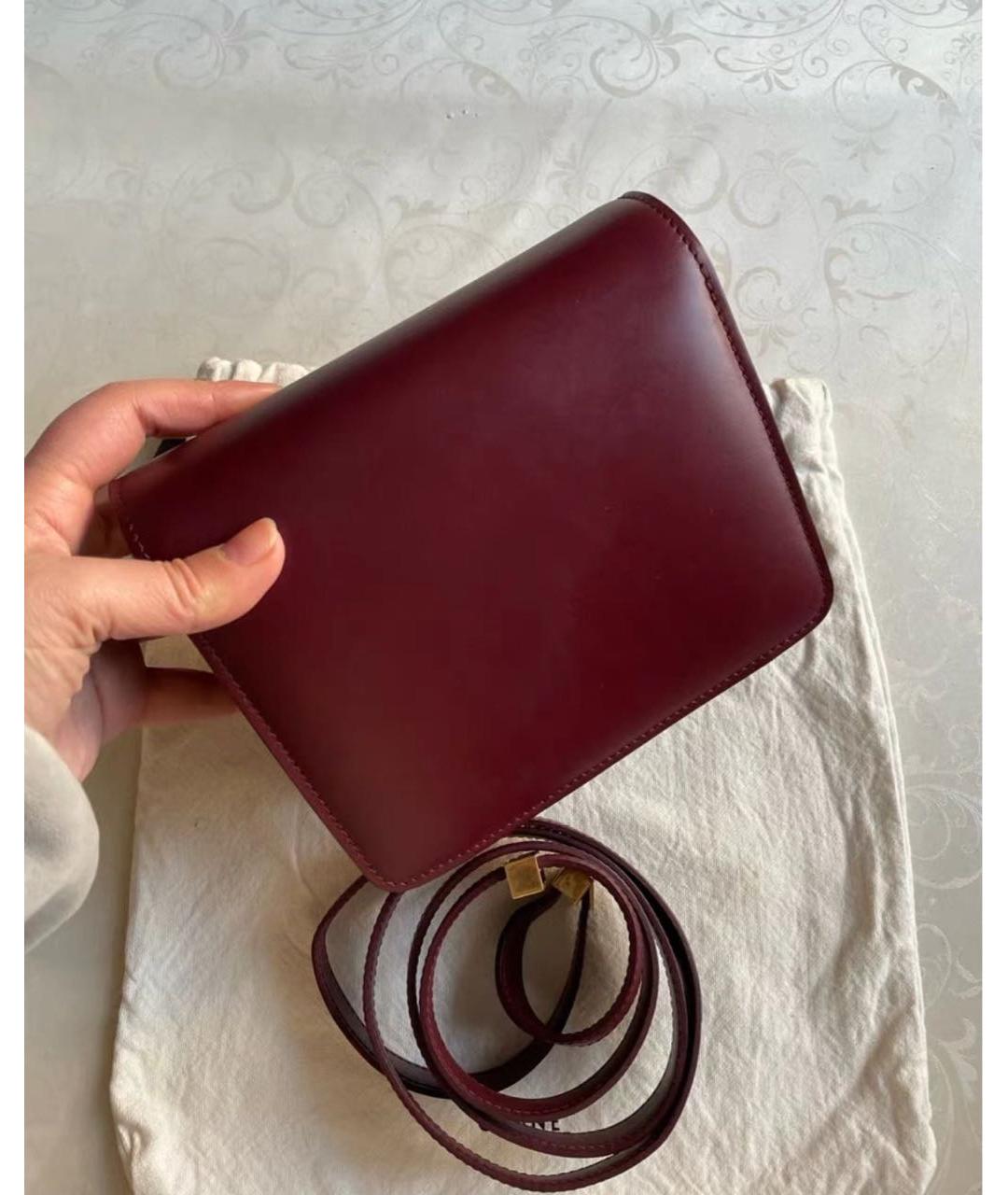 CELINE Бордовая кожаная сумка через плечо, фото 4