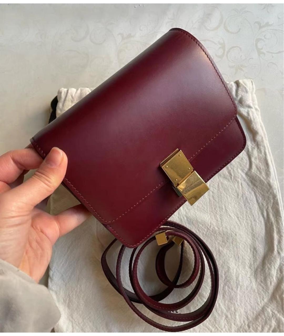CELINE Бордовая кожаная сумка через плечо, фото 3