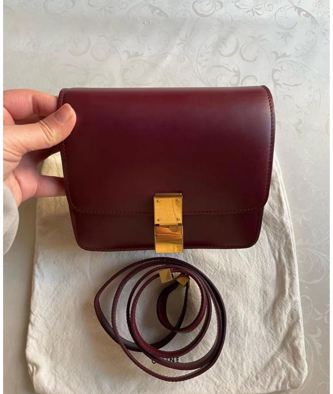 CELINE Бордовая кожаная сумка через плечо, фото 2