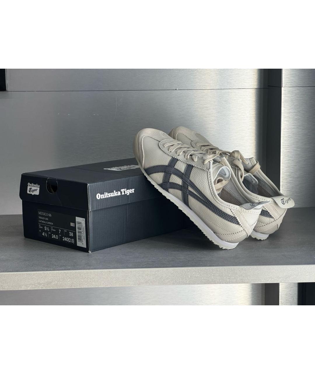 ONITSUKA TIGER Бежевые кожаные кроссовки, фото 5
