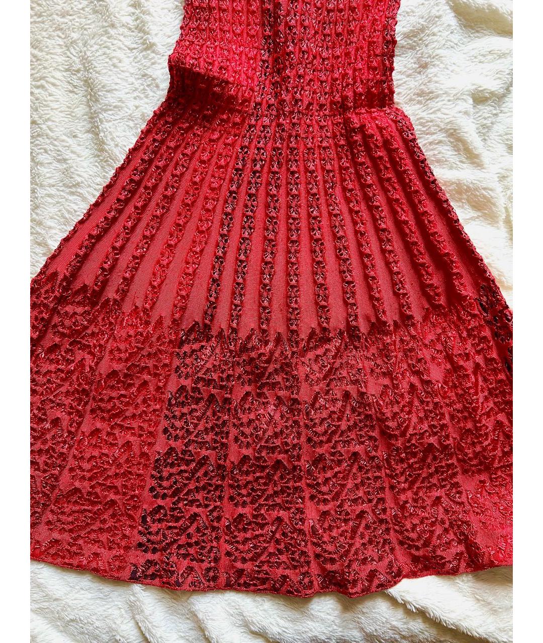ALAIA Красное вискозное коктейльное платье, фото 5