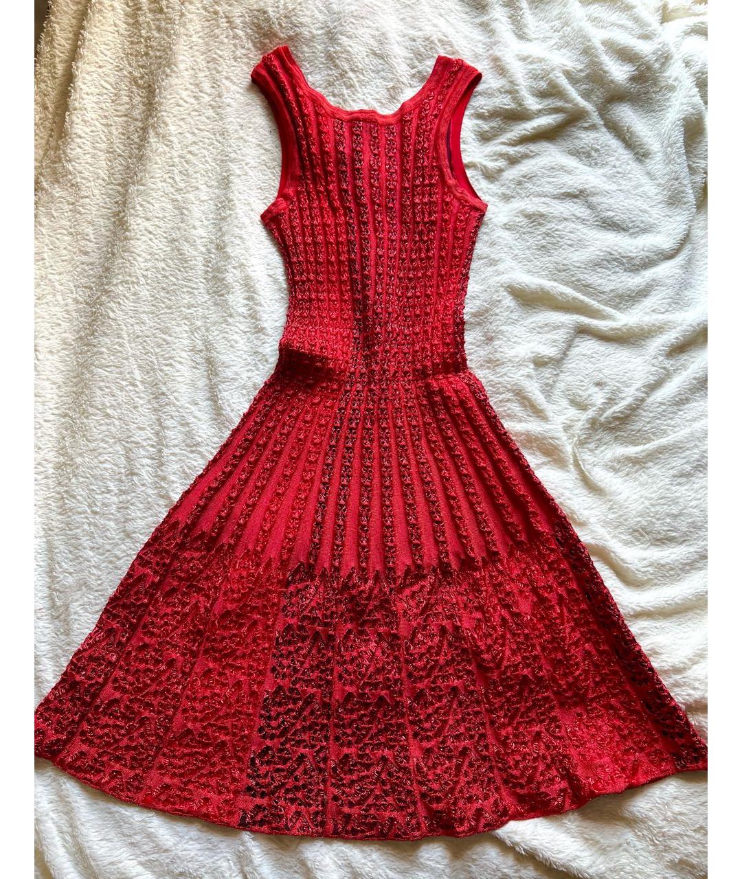 ALAIA Красное вискозное коктейльное платье, фото 4