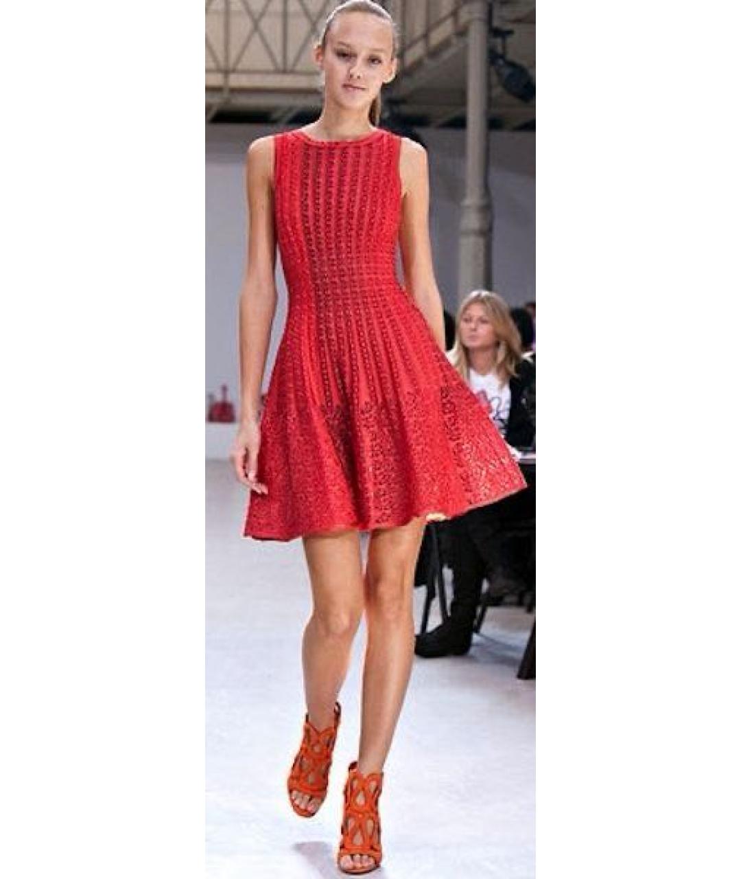 ALAIA Красное вискозное коктейльное платье, фото 6