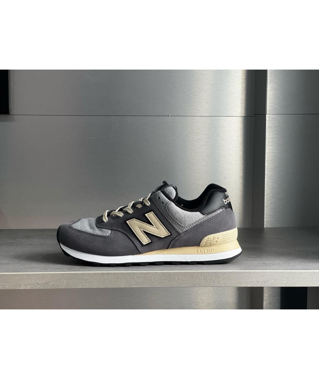 NEW BALANCE Антрацитовые замшевые низкие кроссовки / кеды, фото 7
