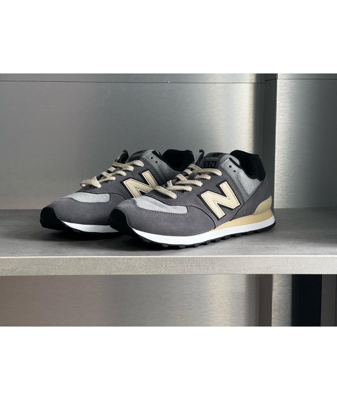 NEW BALANCE Антрацитовые замшевые низкие кроссовки / кеды, фото 5