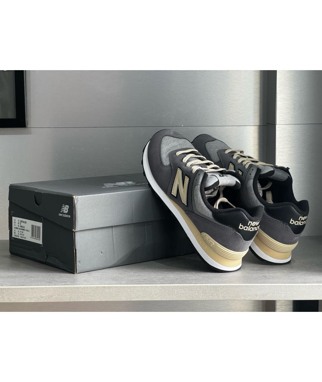 NEW BALANCE Антрацитовые замшевые низкие кроссовки / кеды, фото 6