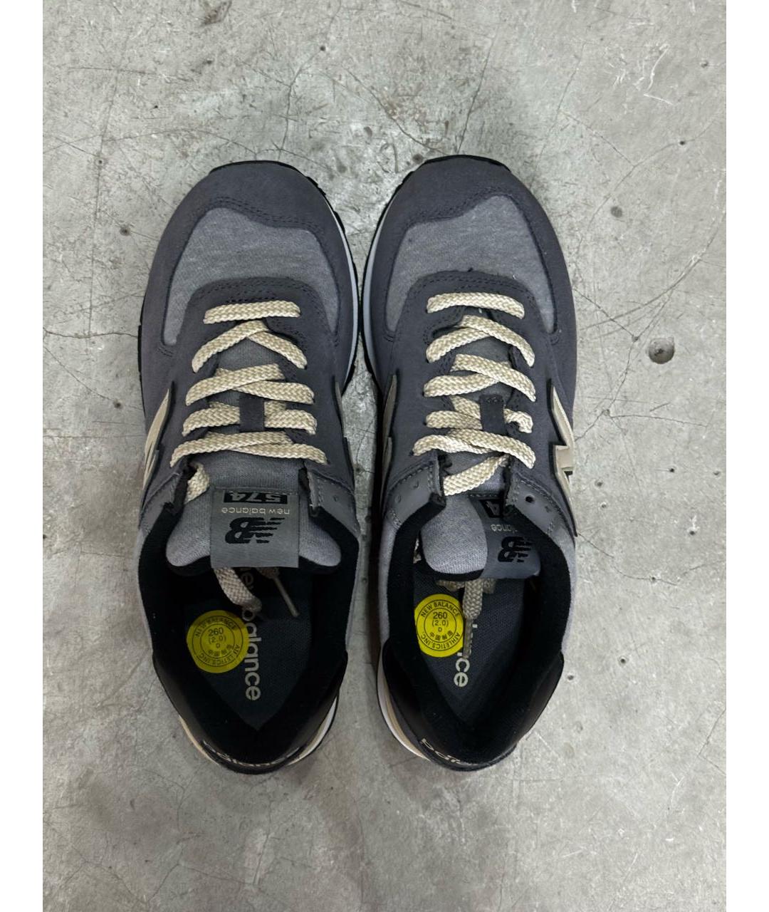 NEW BALANCE Антрацитовые замшевые низкие кроссовки / кеды, фото 3