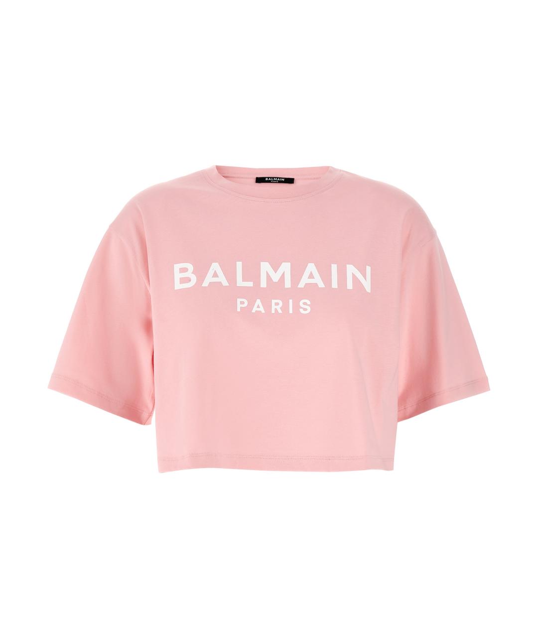 BALMAIN Розовая хлопковая футболка, фото 1