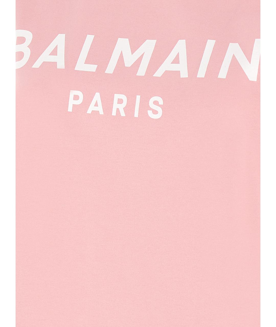 BALMAIN Розовая хлопковая футболка, фото 4