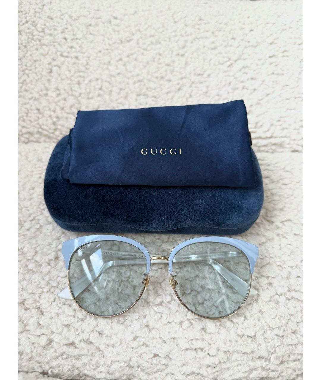 GUCCI Голубые пластиковые солнцезащитные очки, фото 7