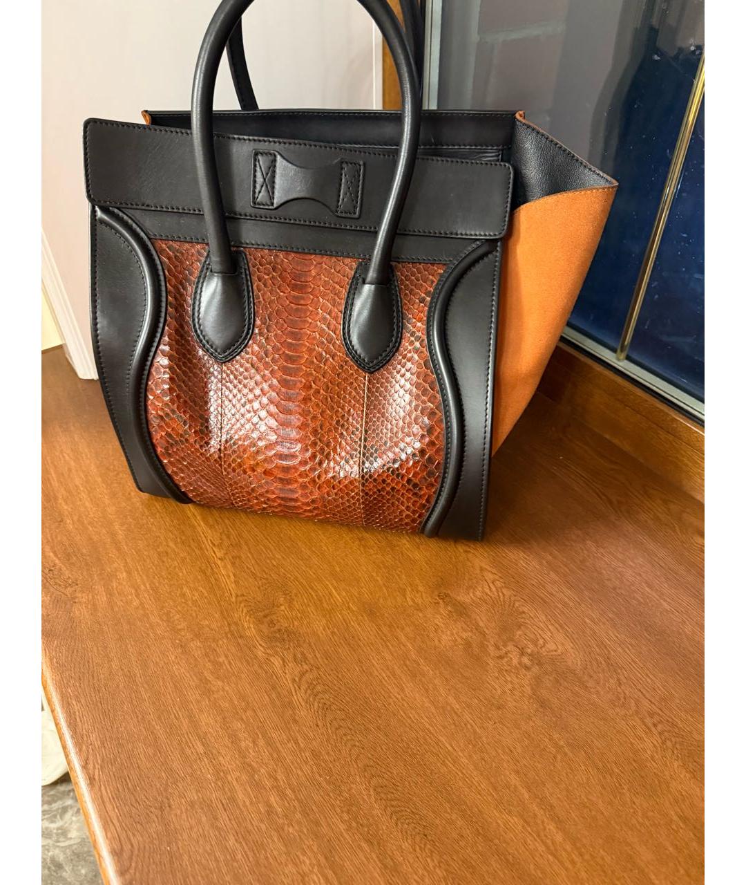 CELINE Бордовая кожаная сумка тоут, фото 2
