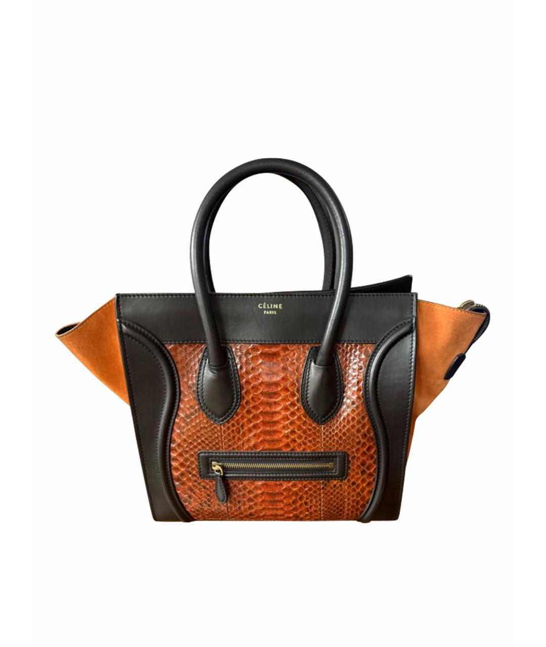CELINE Бордовая кожаная сумка тоут, фото 10