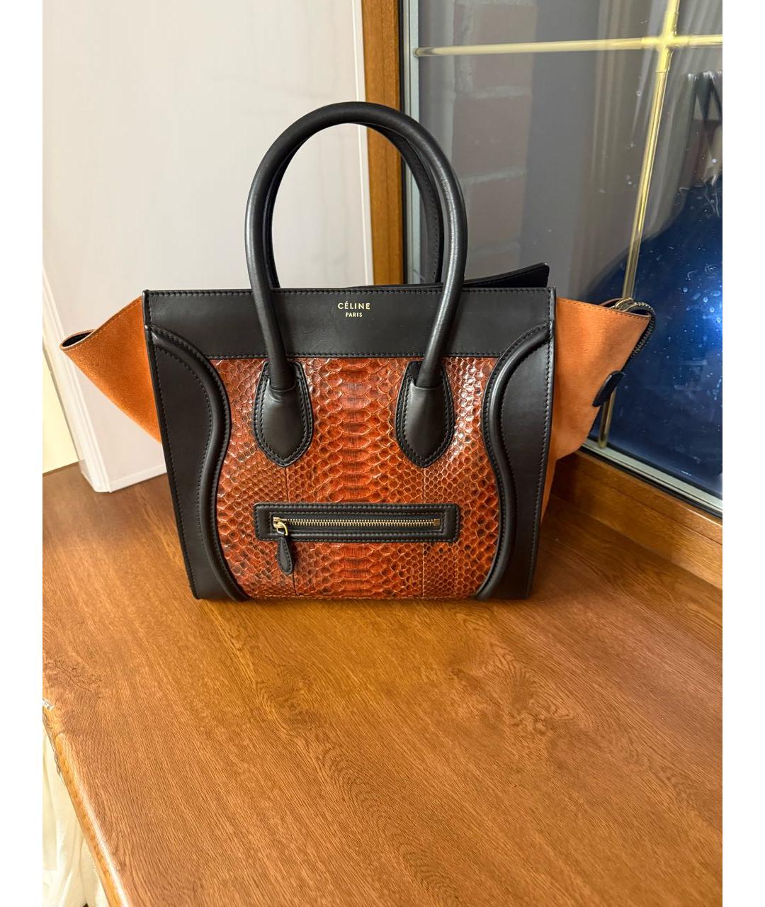 CELINE Бордовая кожаная сумка тоут, фото 9