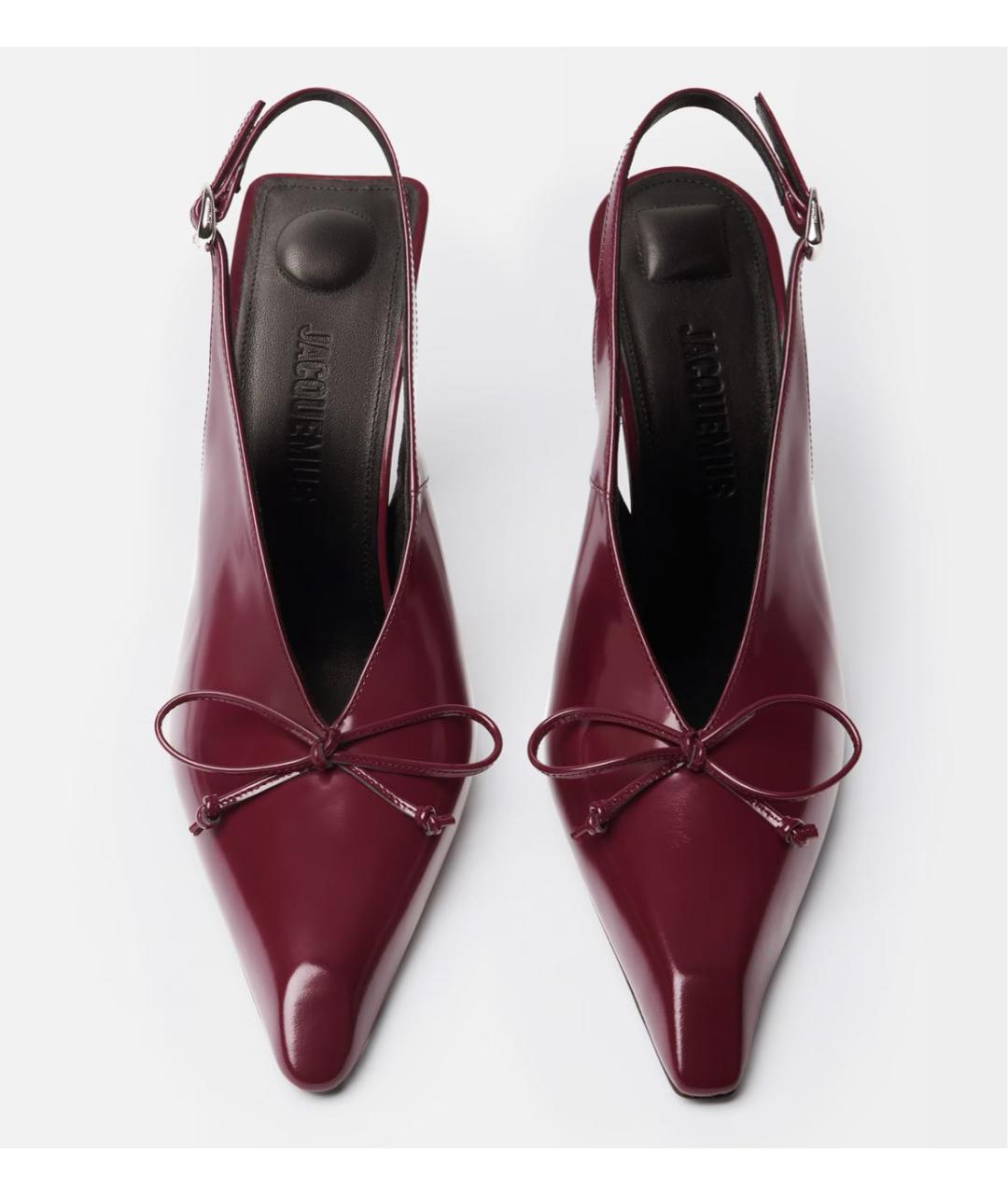 JACQUEMUS Бордовые кожаные туфли, фото 3