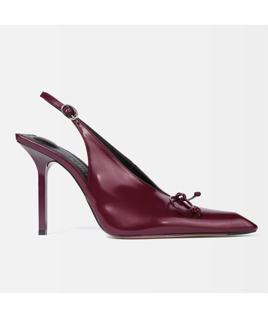 JACQUEMUS Бордовые кожаные туфли, фото 7