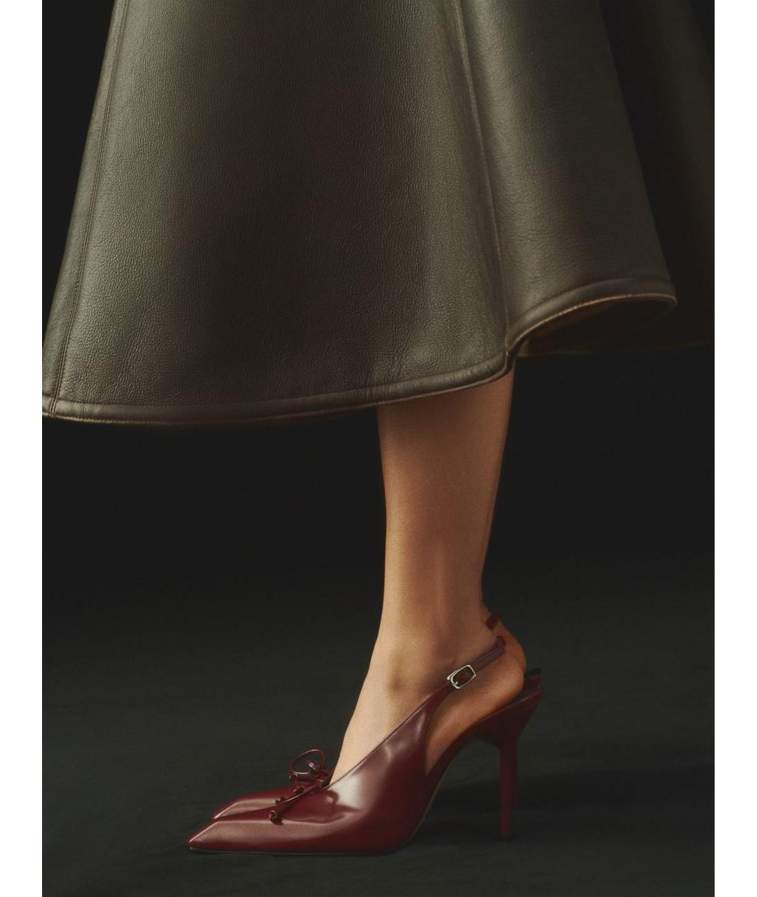 JACQUEMUS Бордовые кожаные туфли, фото 6