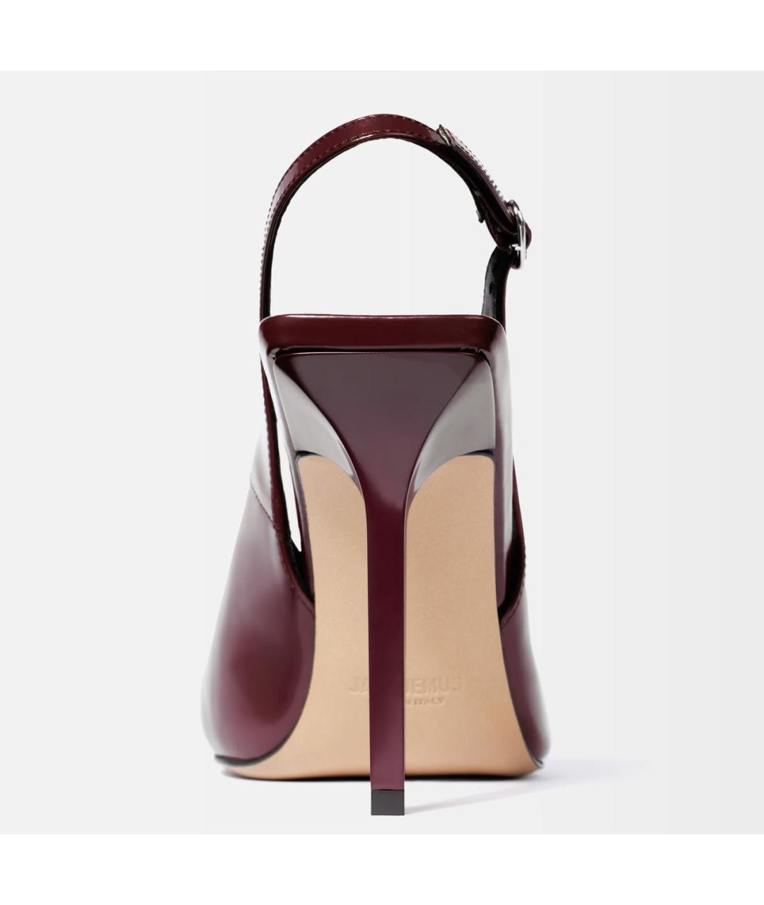 JACQUEMUS Бордовые кожаные туфли, фото 4