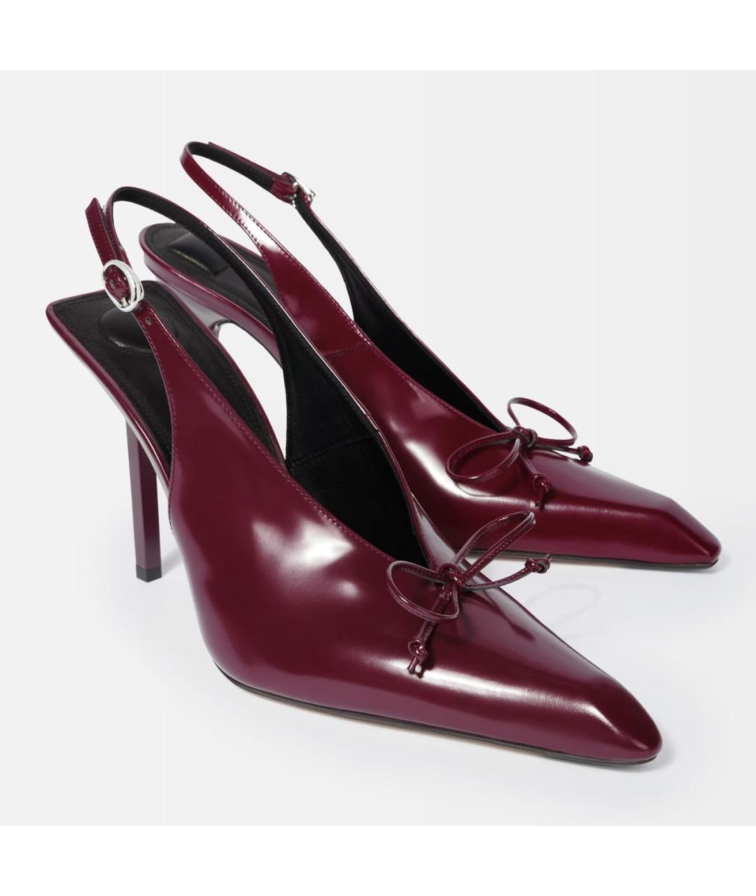 JACQUEMUS Бордовые кожаные туфли, фото 2
