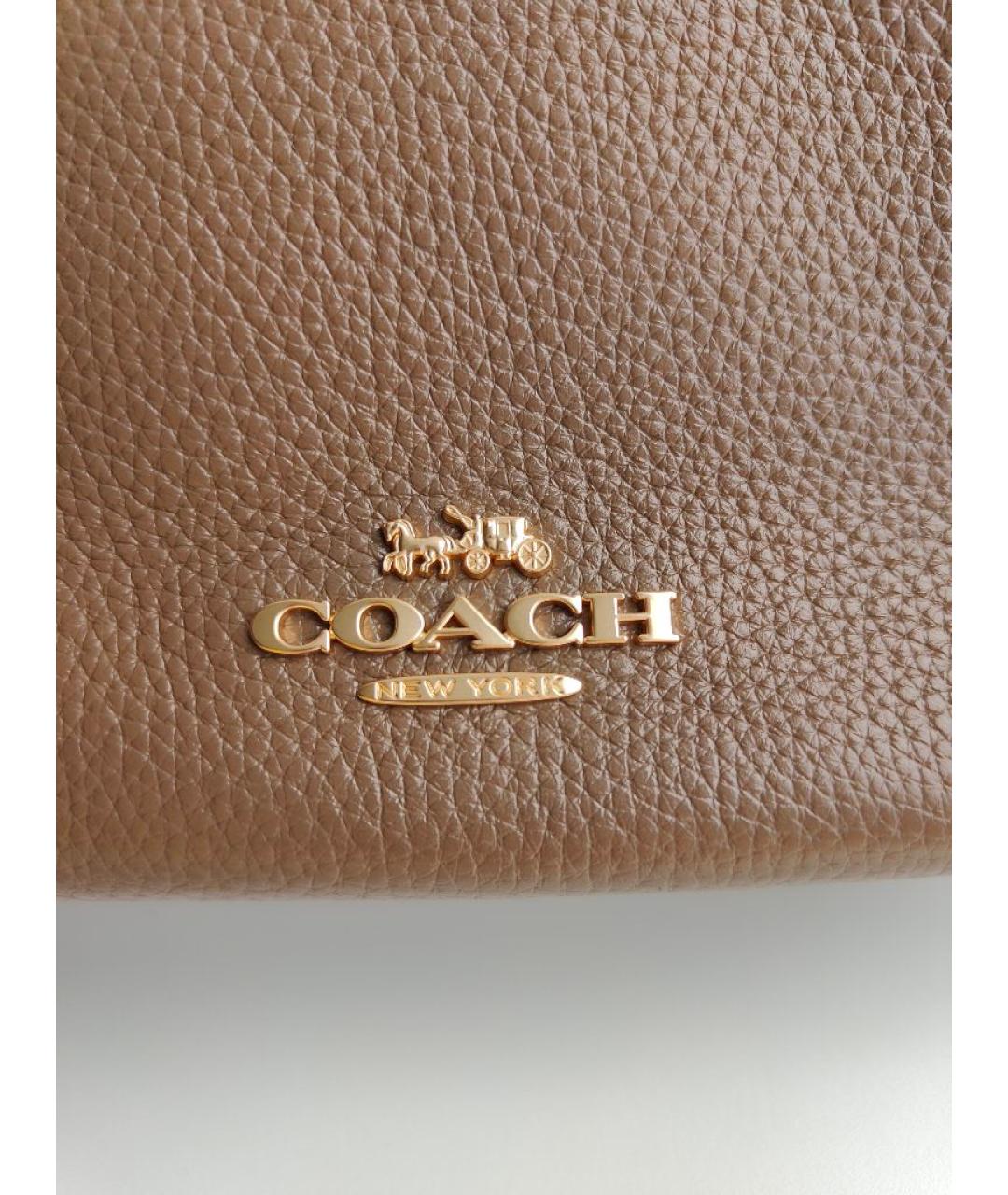 COACH Коричневая кожаная сумка через плечо, фото 6