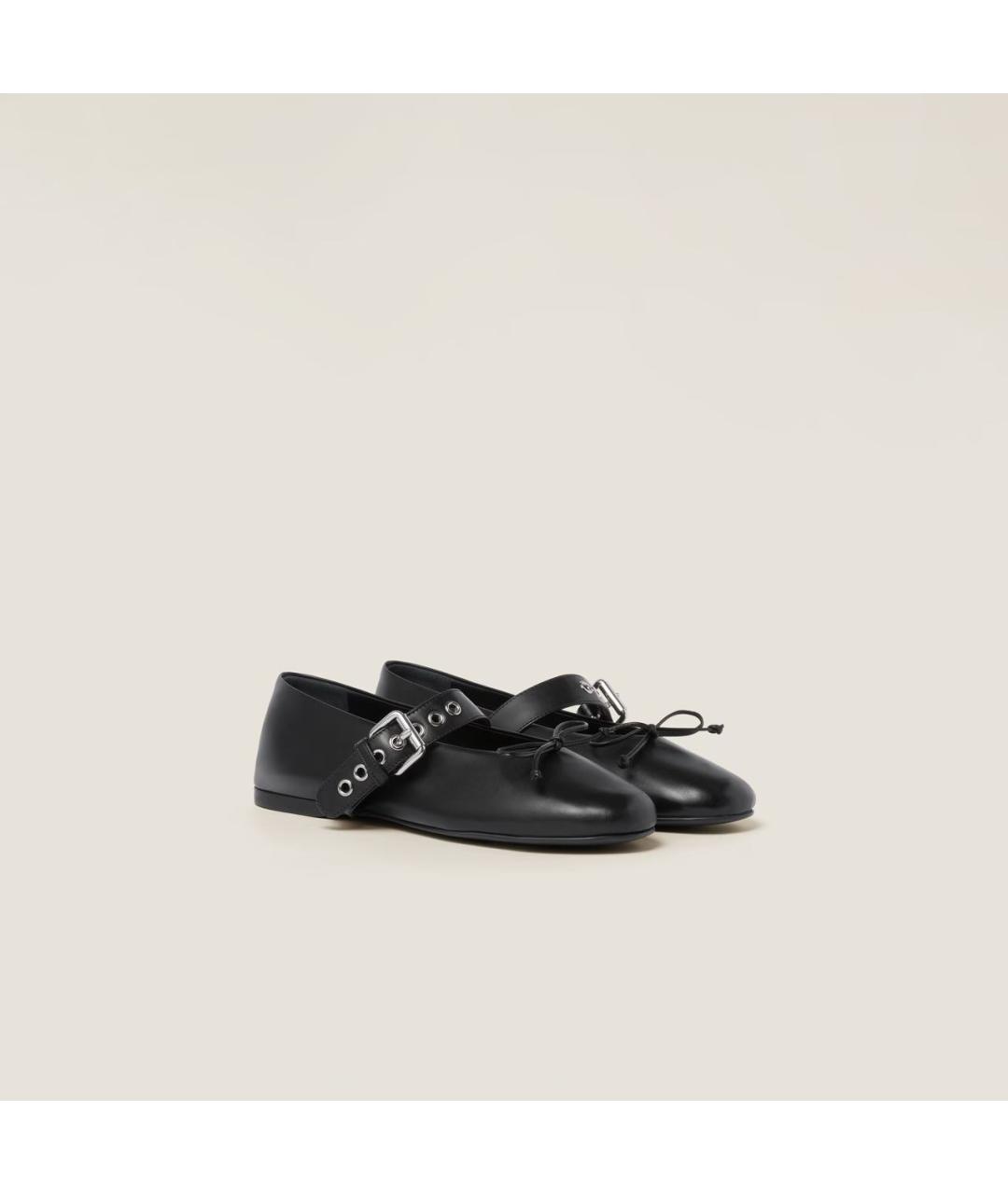 MIU MIU Черные кожаные балетки, фото 3