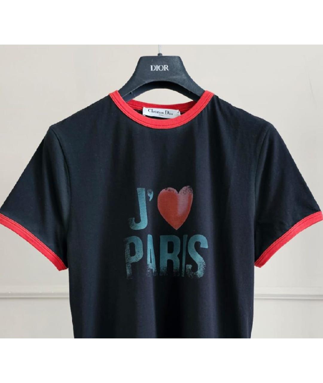 CHRISTIAN DIOR Черная хлопковая футболка, фото 3