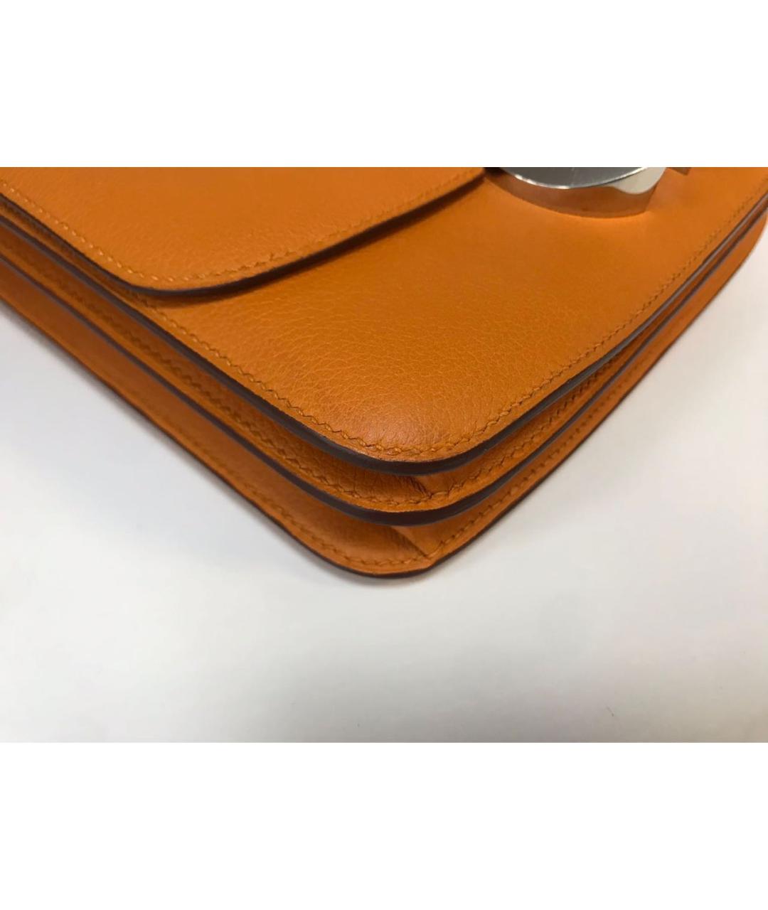 HERMES Оранжевая кожаная сумка через плечо, фото 5