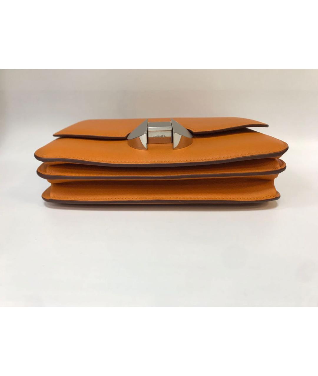 HERMES Оранжевая кожаная сумка через плечо, фото 3