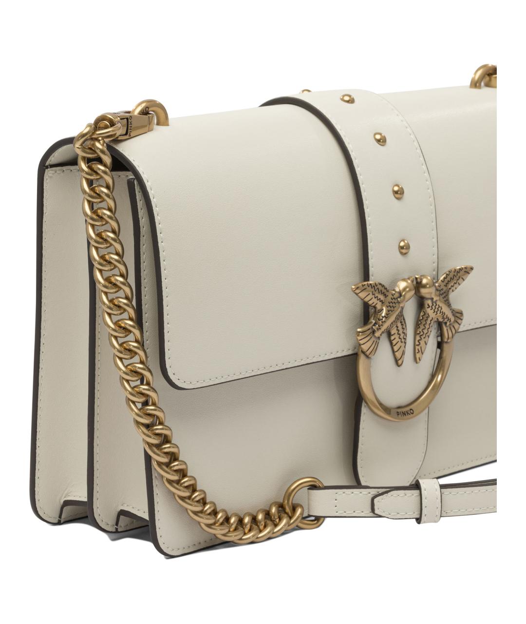 PINKO Белая кожаная сумка через плечо, фото 4