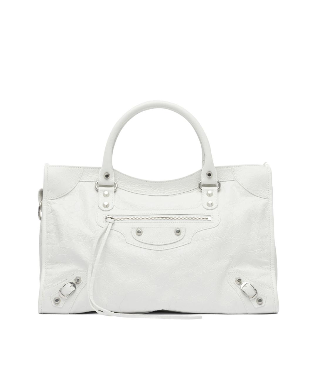 BALENCIAGA Белая кожаная сумка тоут, фото 1