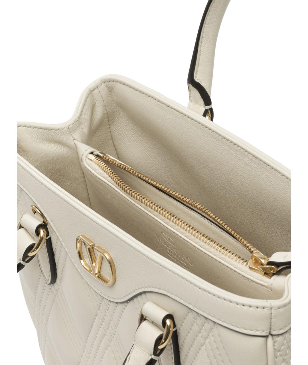 VALENTINO Бежевая кожаная сумка тоут, фото 5