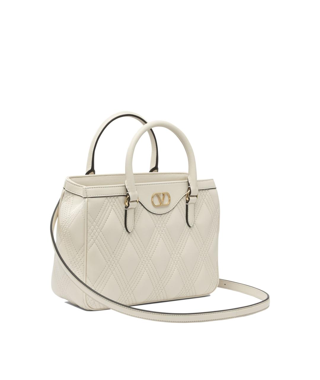 VALENTINO Бежевая кожаная сумка тоут, фото 2