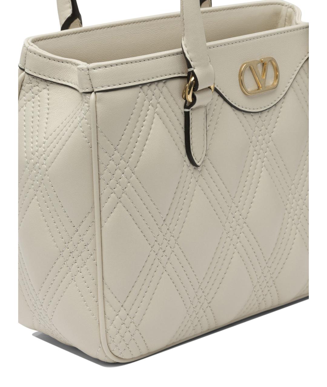 VALENTINO Бежевая кожаная сумка тоут, фото 4