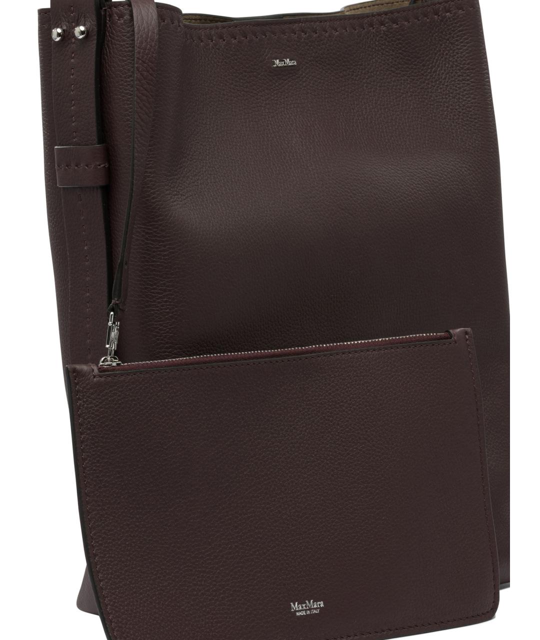 MAX MARA Бордовая кожаная сумка через плечо, фото 4