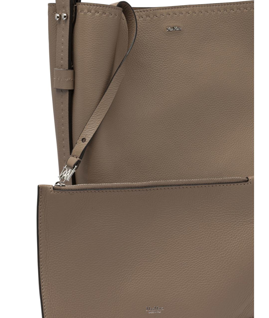 MAX MARA Бежевая кожаная сумка через плечо, фото 4