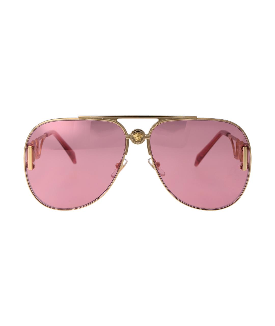 VERSACE Золотые металлические солнцезащитные очки, фото 1