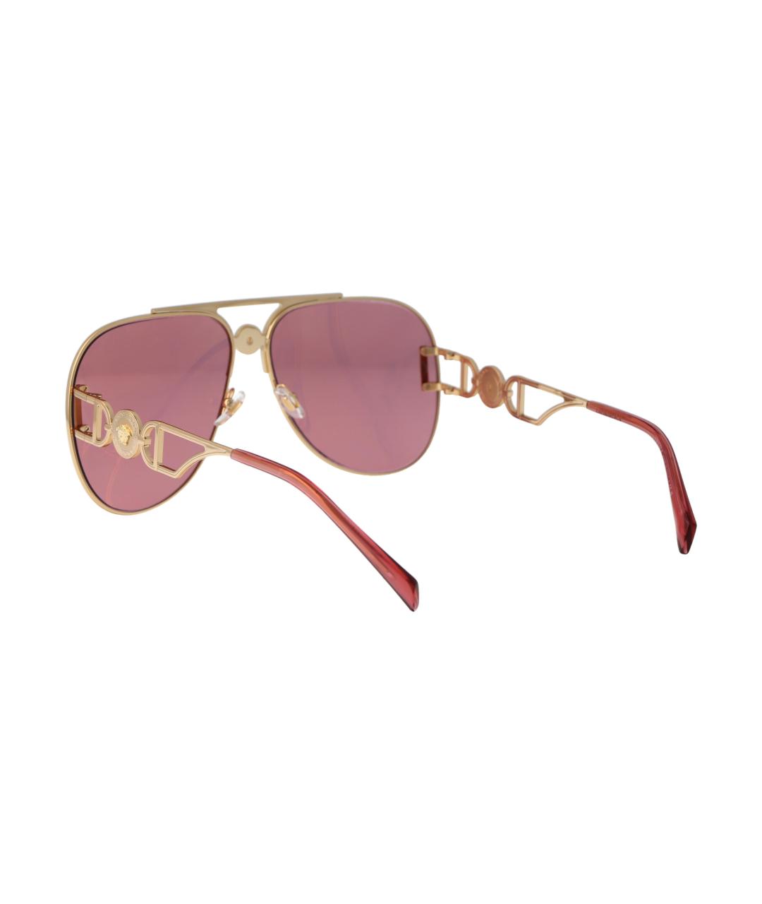VERSACE Золотые металлические солнцезащитные очки, фото 4