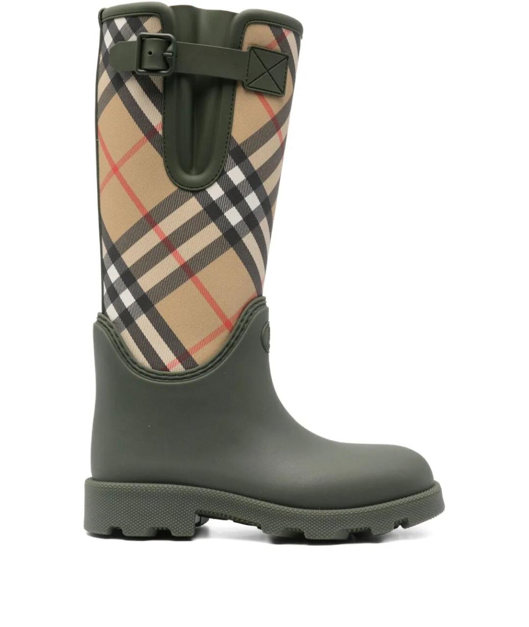 BURBERRY Зеленые резиновые сапоги, фото 1