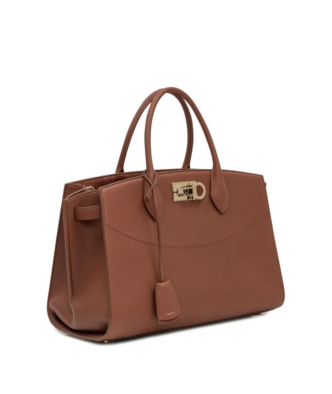 FERRAGAMO Коричневая кожаная сумка тоут, фото 4