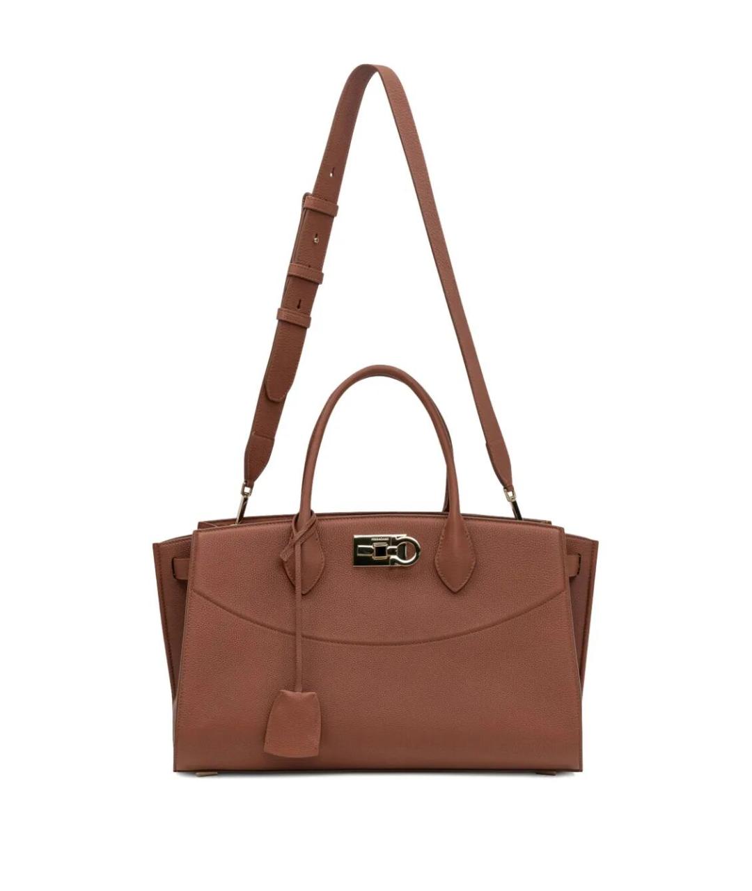 FERRAGAMO Коричневая кожаная сумка тоут, фото 2