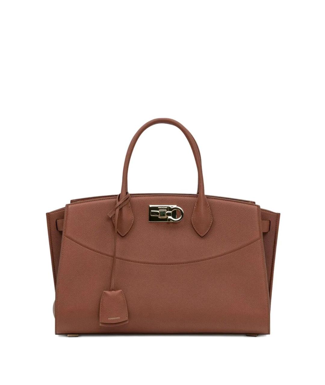 FERRAGAMO Коричневая кожаная сумка тоут, фото 1