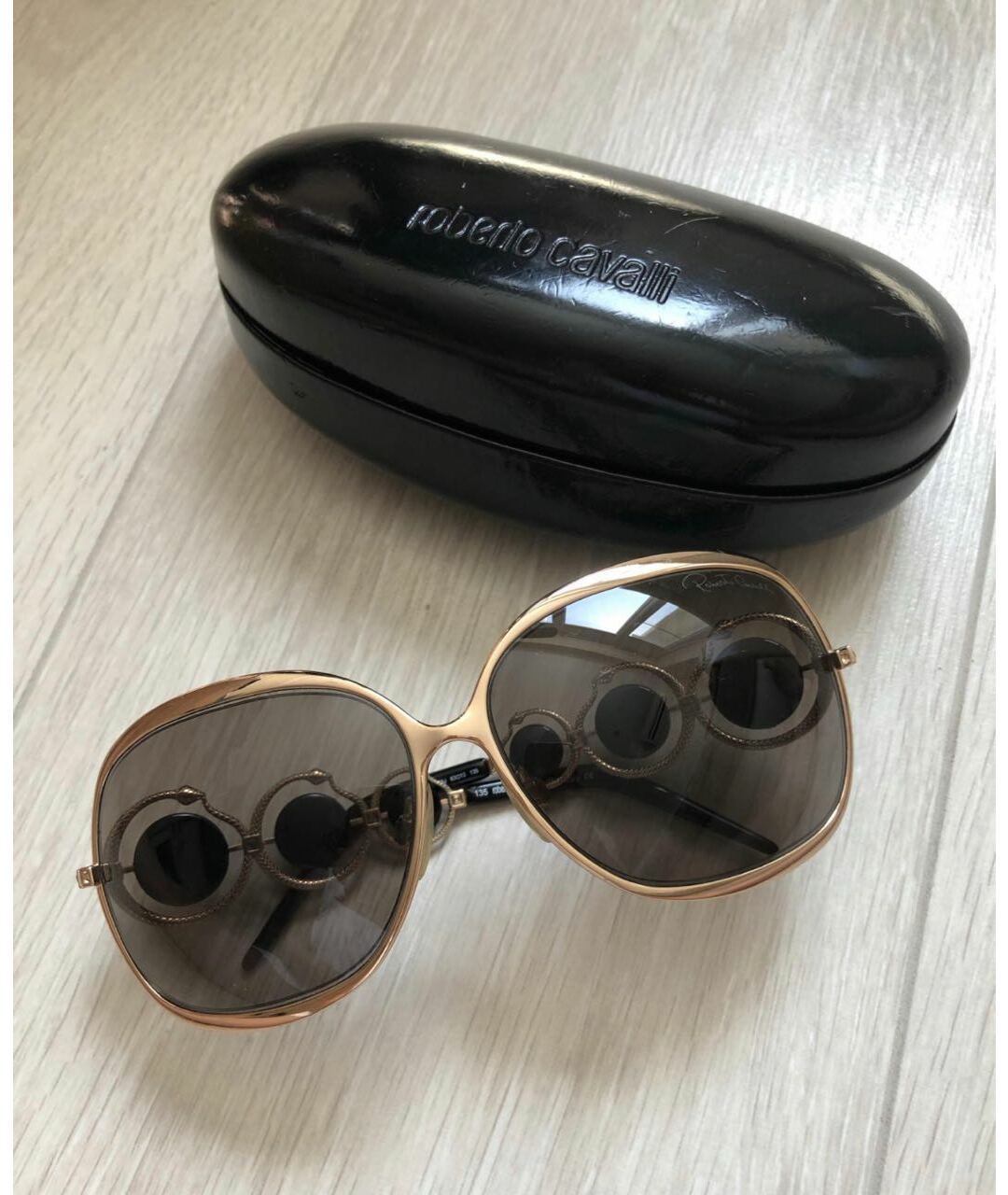 ROBERTO CAVALLI Коричневые металлические солнцезащитные очки, фото 6