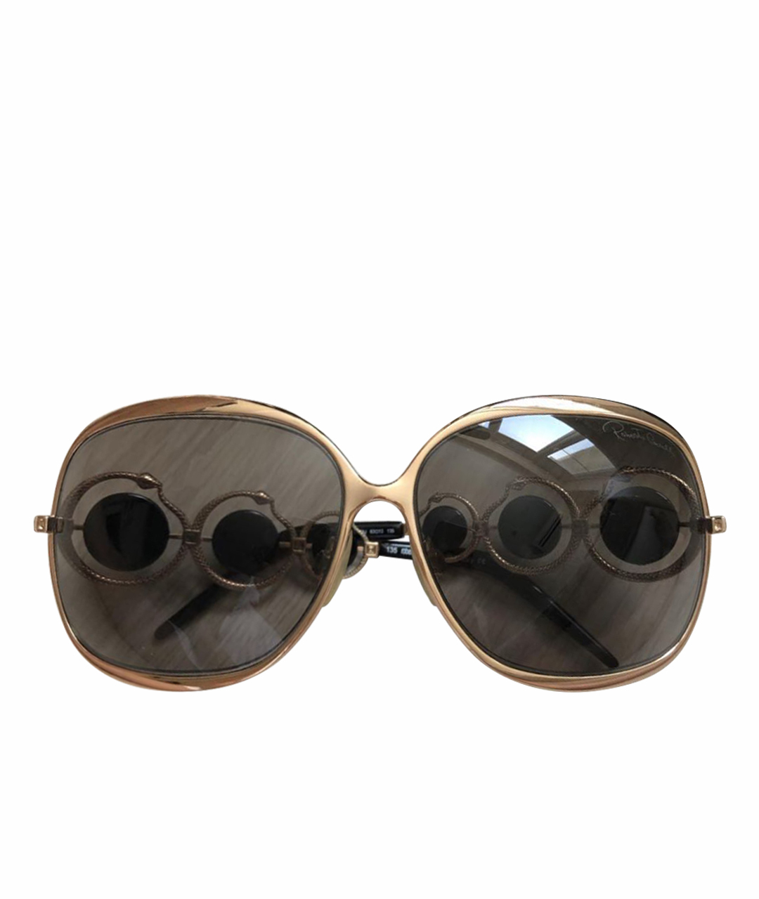 ROBERTO CAVALLI Коричневые металлические солнцезащитные очки, фото 1