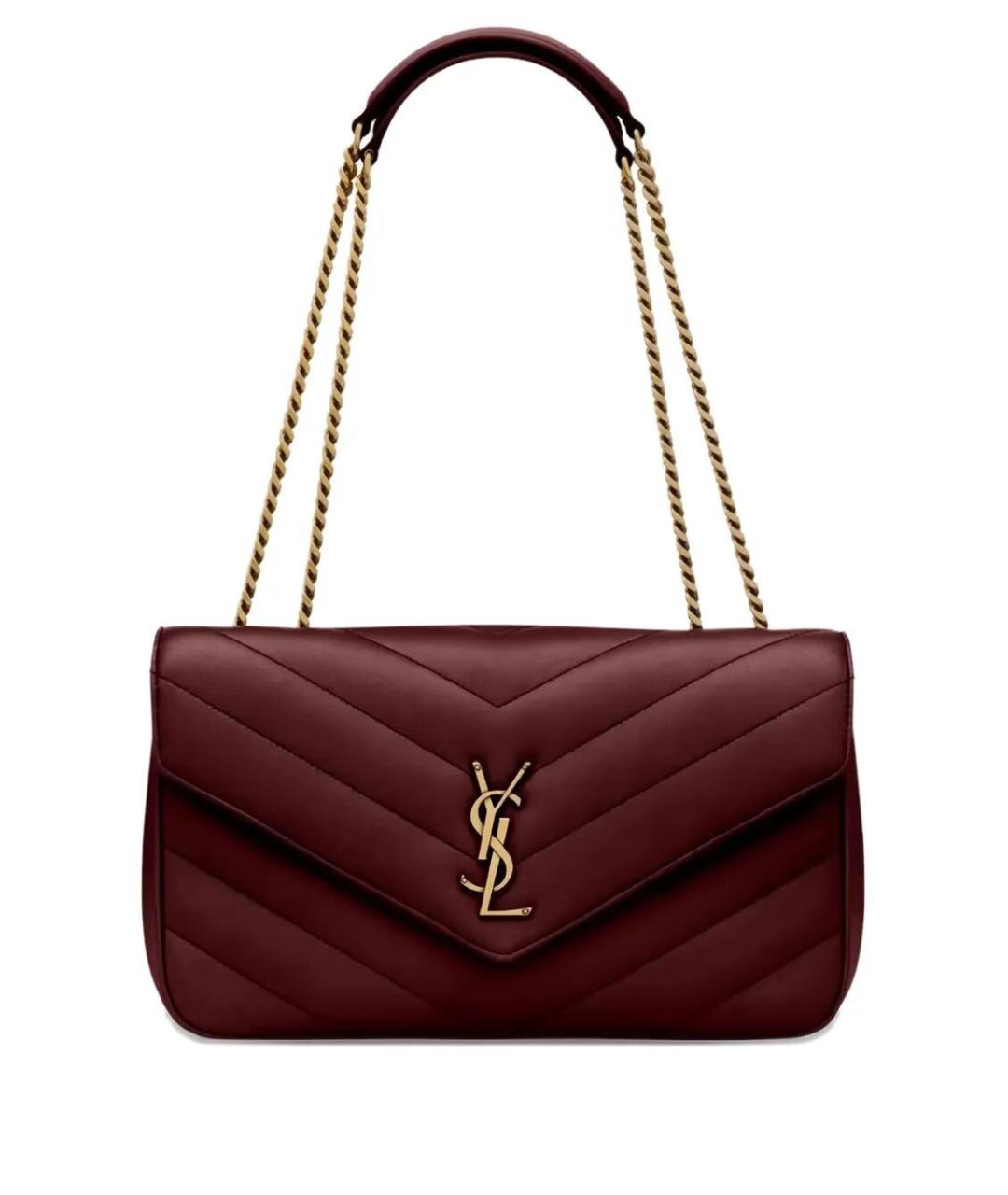 SAINT LAURENT Бордовая кожаная сумка через плечо, фото 1