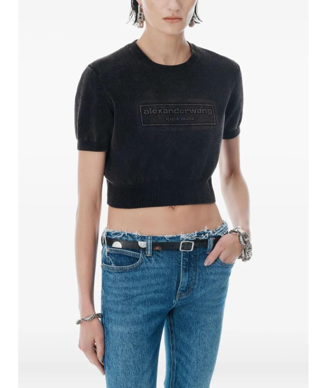 ALEXANDER WANG Черная хлопковая футболка, фото 4